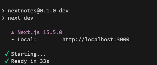 successfully started the development server for the Next.js project