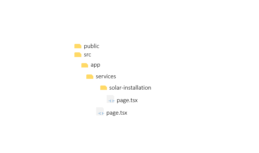 created solar-installation folder in the services directory of a sample Next.js 15 project folder structure