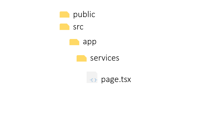 page.tsx file in the services folder (route) contained in the app directory of a Next.js 15 project folder structure (App Router)