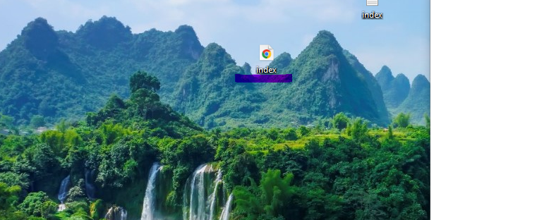 an html file named 'index' that was just created using a text document