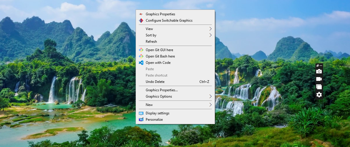 right click menu shows on the desktop