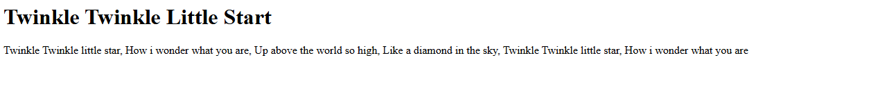 an html paragraph of Twinkle Twinkle little star